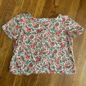 Madewell Floral Open Back Cropped Blouse